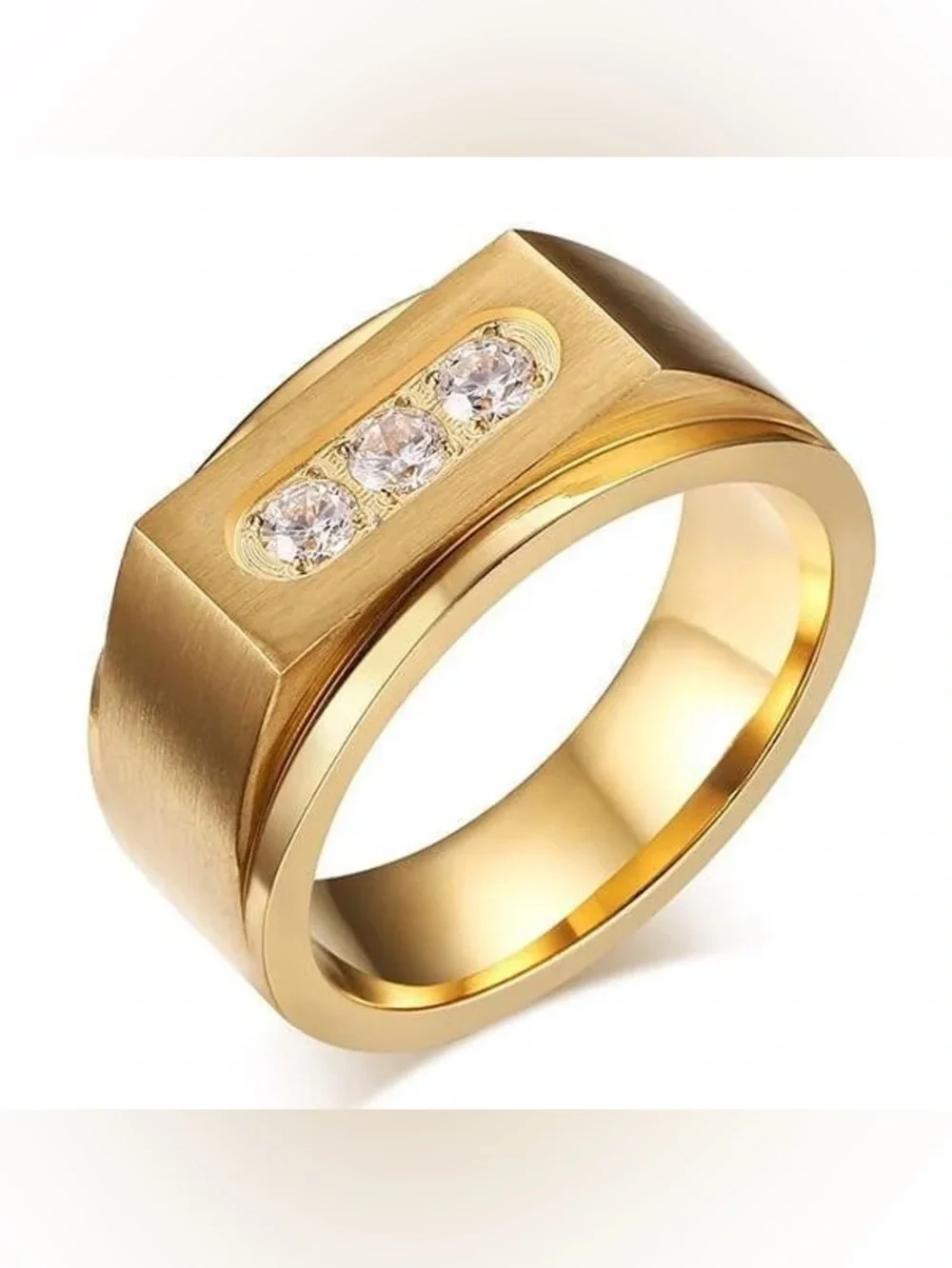 Three Stone Titanium Steel Men's Wedding Band (0.30CT. TW.)